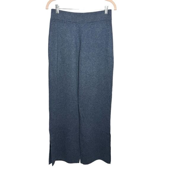 NEW Johnny Was Calme navy cashmere knit wide leg split hem pull on pants size M - Picture 2 of 10